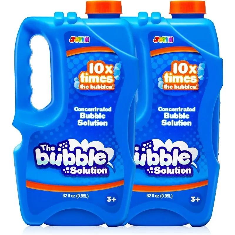 JOYFY 2 Bottles Bubbles Refill Solutions 64 oz (up to 5 Gallon) Concentrated Bubble Solution for Bubble Machine Gun Wand
