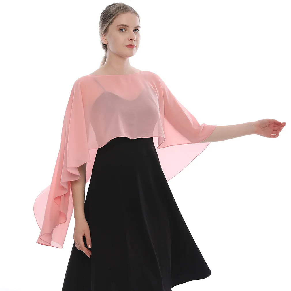 

Women's Chiffon Shawl Lightweight Evening Dress Wedding Blouse Outerwear Sun Protection Elegant Cloak Cape Scarf Shawl Wrap Vest