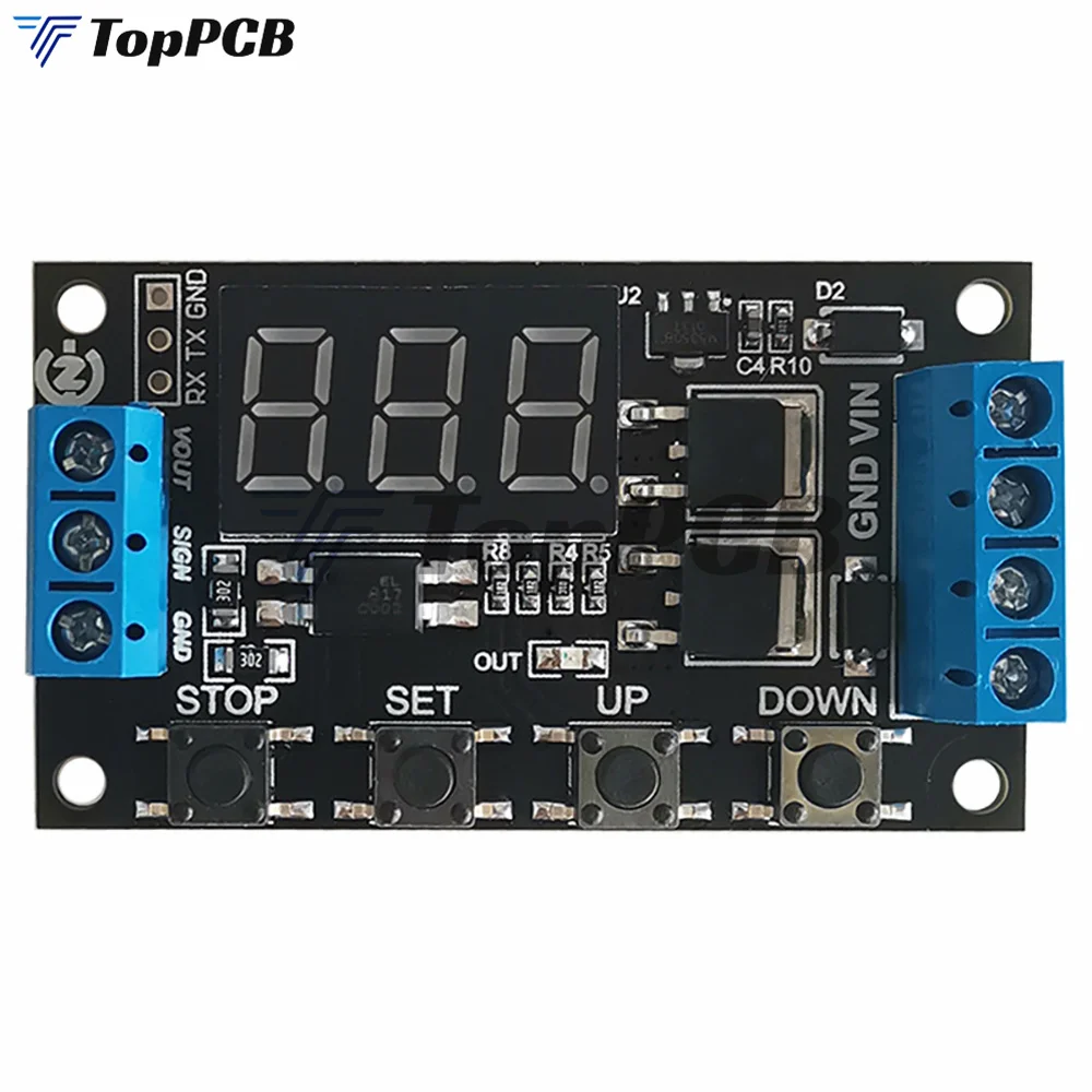 DC 5V-30V MOS Trigger Cycle Timer Delay Board Module Turn On/Off Relay Module with LED Digital Tube Display 0.1~999 min