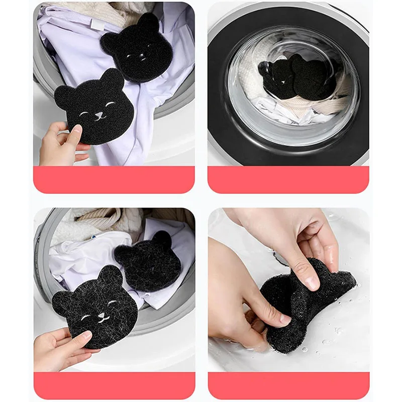 Bear Shape Sponge Cleaning Ball Laundry Ball Washing Machine Pet Hair Remover Reusable Clothes Sofa Cat Dog Hair Cleaning Sponge