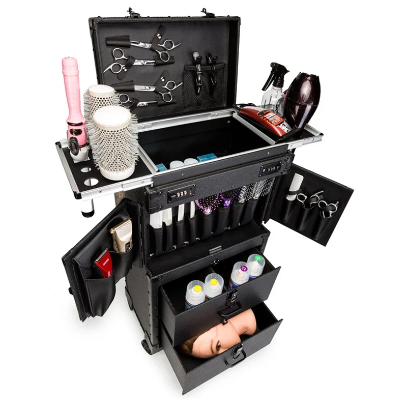 Professional Hairdressing Trolley Luggage Beauty Makeup Large Luxury Drawer Cosmetic Toolbox Salon Hairdresser Suitcases