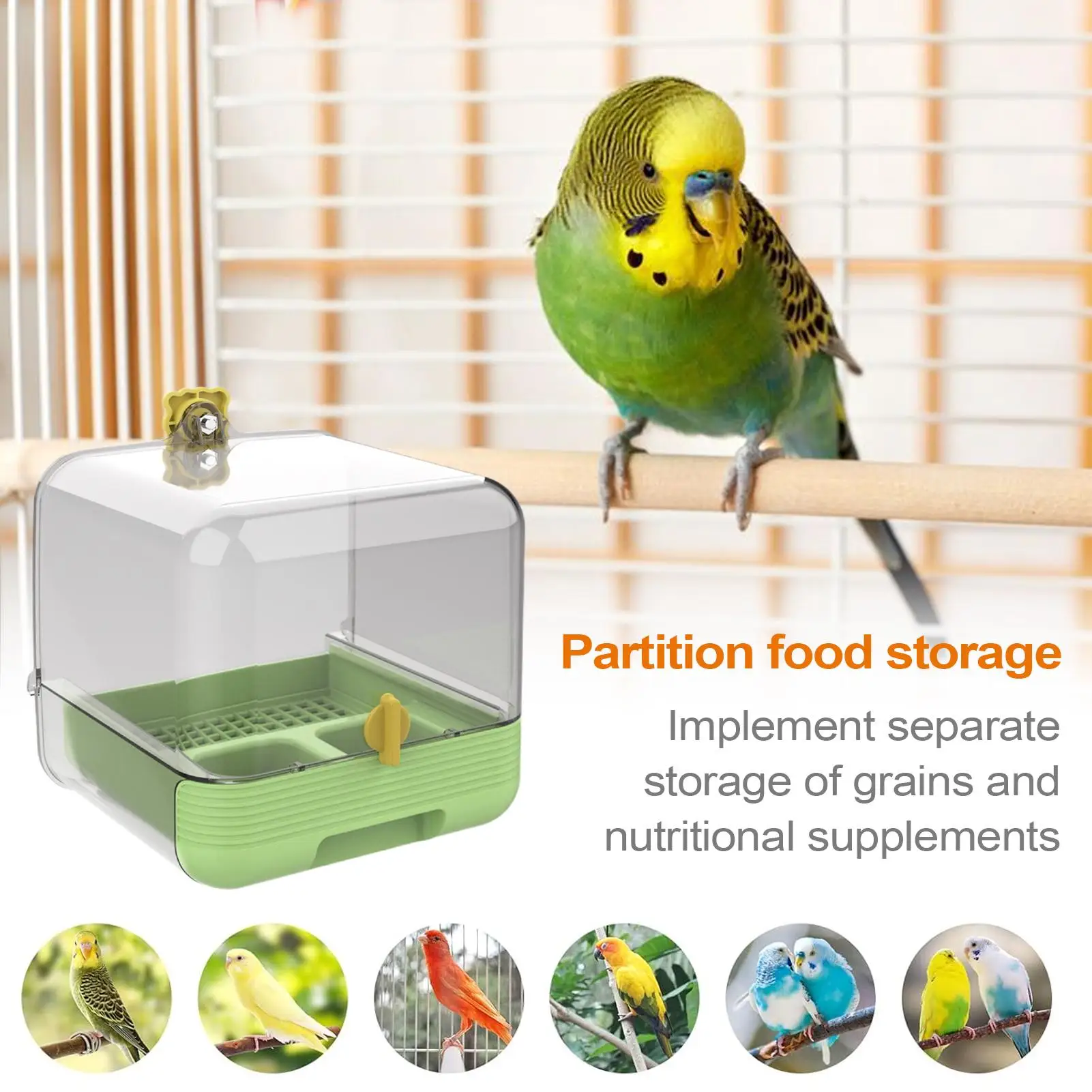 

Parrot Bath Pull-out Pet Bird Feeder 2 In 1 Transparent Bathtub Quick Cleaning Feeder For Yard Outdoors Deck Indoor Inside Pet