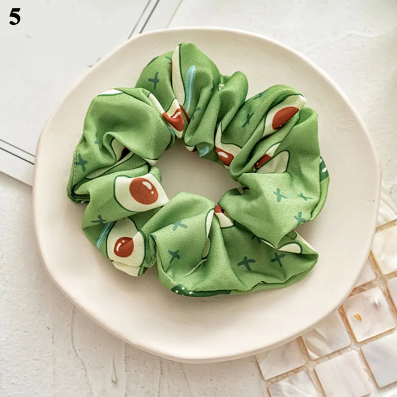 Sweet Avocado Lemon Fruit Print Scrunchies accessori per capelli per ragazze elastico per capelli elastico corda per capelli coreana fascette per