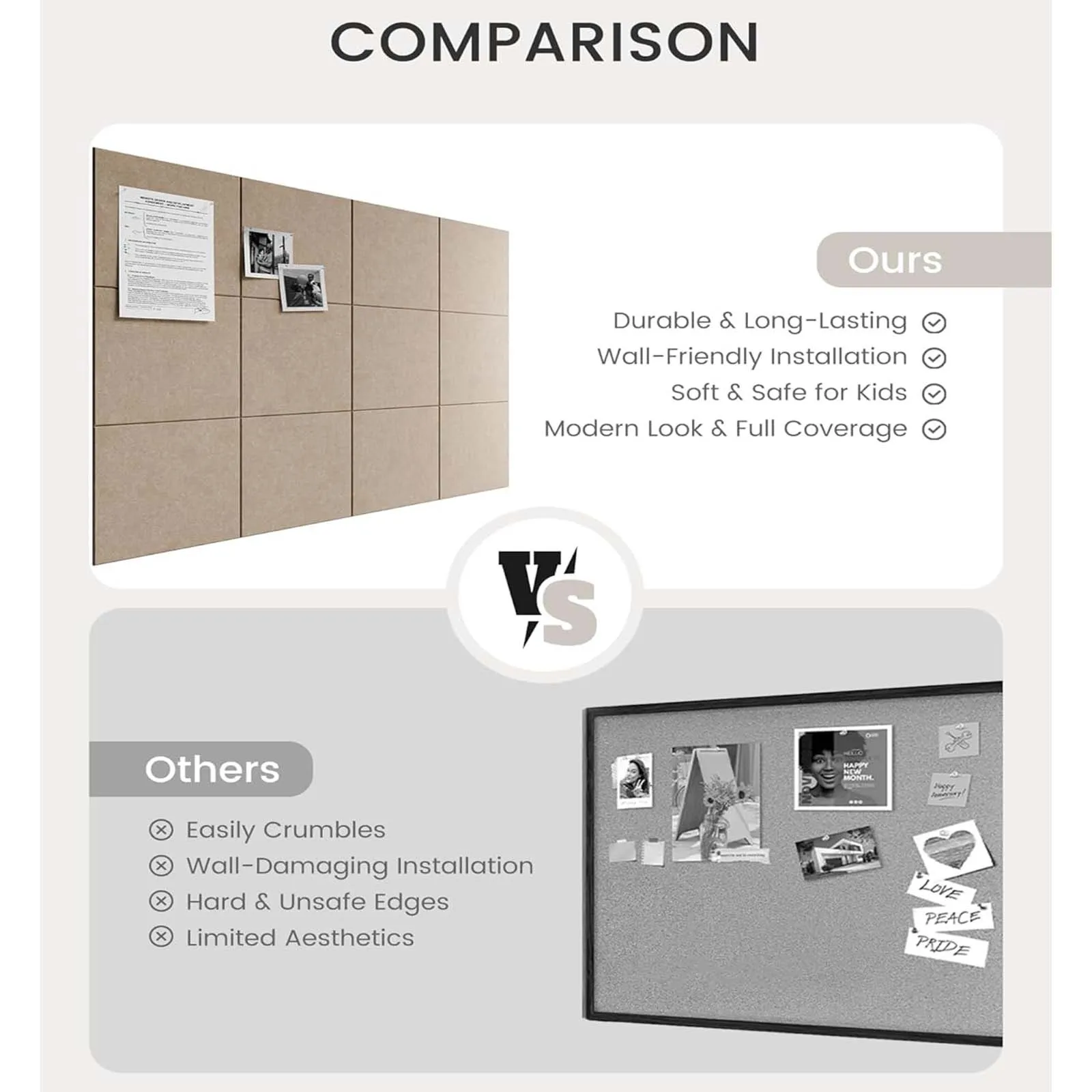 Felt Cork Boards Self Adhesive Wall Mounted Wall Tiles Sticker 30x30cm Thickened Bulletin Board for Home Office Decor 12PCS ACZ
