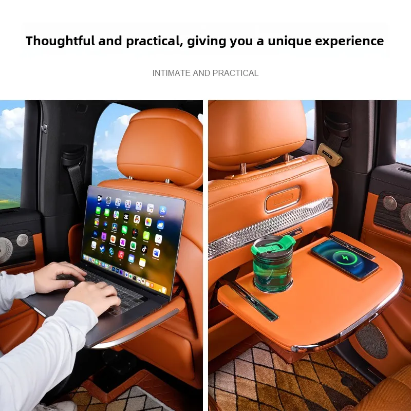 For Li Auto i6 Car Seat Back Folding Small Table Board w/ Ambient Light Wireless Charger Foldable Laptop Table Plate Accessories detail image 5