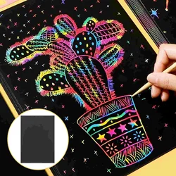 50pcs Children Scratch Paper Scratching Drawing Painting Papers Creative Scratch Drawing Paper Set Black Scratch It Off Paper