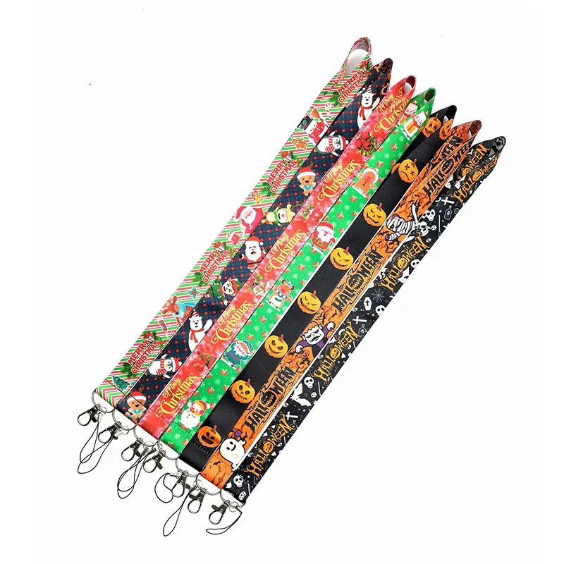 

28Pcs Christmas Halloween Happy Mobile Phone Strap Long Badge Camera Strap Hanging Neck Lanyards