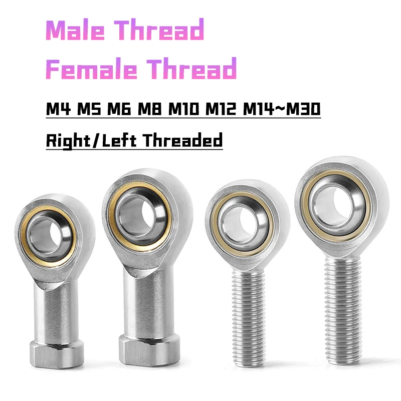 1pcs Ball Joint Rod End Bearing Male/Female Right/Left M4~M30 for Hydraulic cylinders, forging Machines, Spherical Plain Bearing