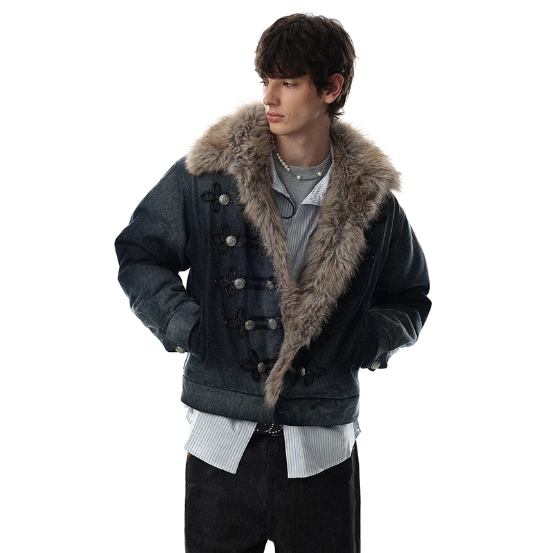 LUZHEN 2026 Winter Original Embroidery Buttoned Decorate Thickened Thermal Denim Padded Jacket Men's Fashion Parka Coat JY9444
