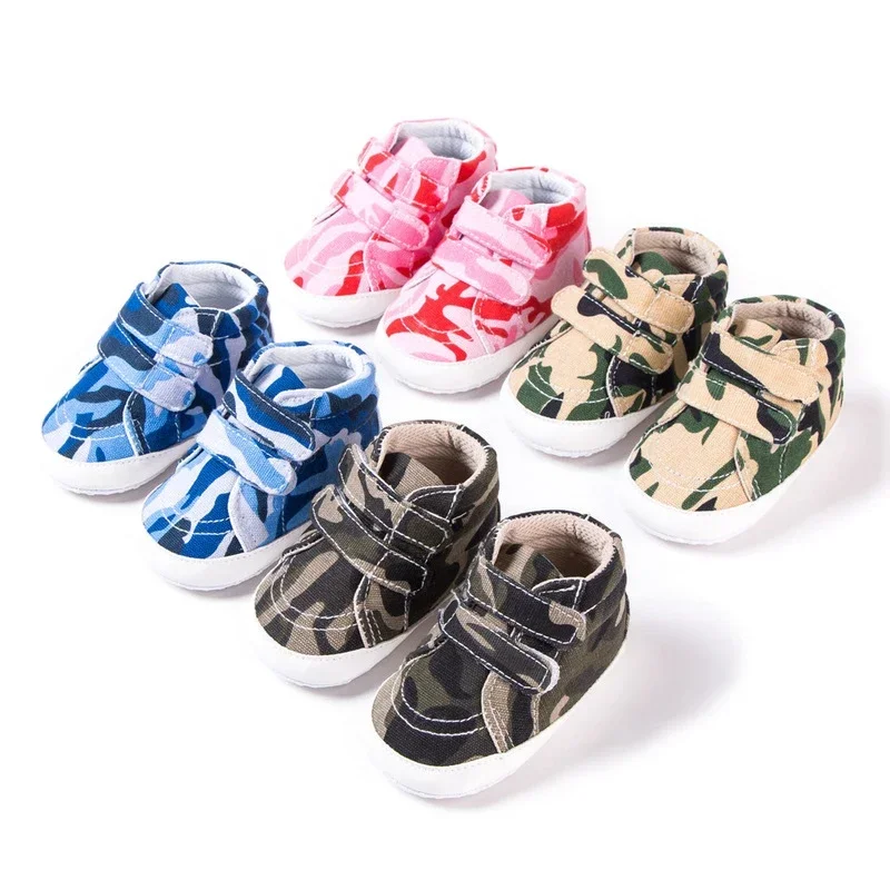 1 Pair Autumn Baby Shoes Kid Boy Girl Camouflage Head Lace Cotton Cloth First Walker Anti-slip Soft Sole Toddler Sneaker