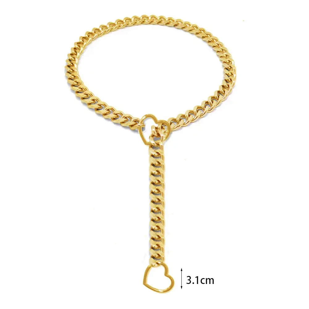 Punk Rock Stainless Steel Slip Chain Open Heart Charm Lariat Necklace Y2K Cuban Link Chain O-Ring Lock Pendant Y Necklace