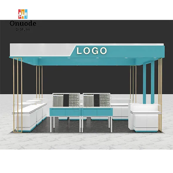 Custom.Custom Modern Jewelry Kiosk Design with Glass Display Showcase and LED Light Box for Shopping Mall Retail Booth