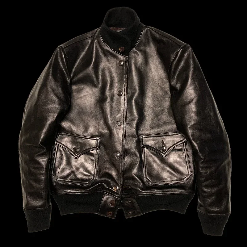 LNY!Wholesales.sales.Limited Edition Tea core horsehide jacket.Classic 1927 Bomber A1 style leather coat.Top quality