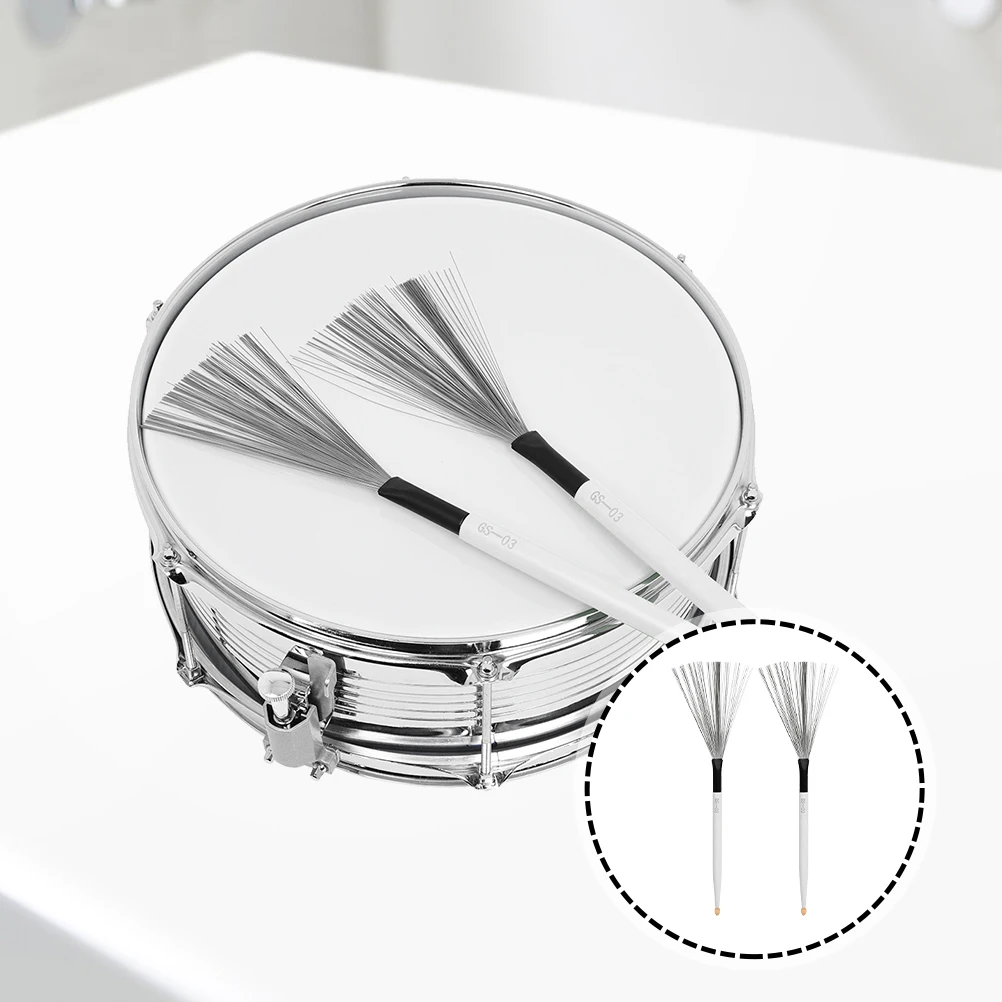 

Maple Sticks Percussion Accessories Wire Drum Brushes for Drumming Roller Steel Drums White