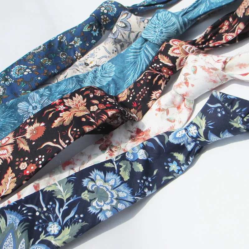 

Новый элегантный галстук с цветочным принтом для мужчин и женщин, 100% хлопок, красивый галстук с узором пейсли, узкий галстук, свадебный повседневный галстук Corbatas
