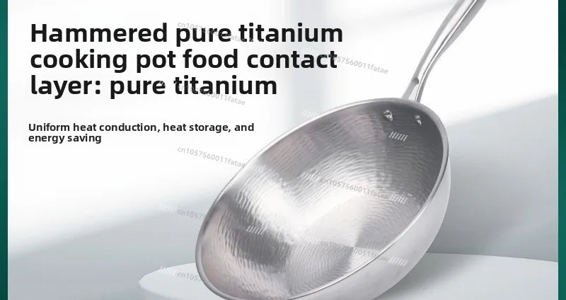 Hammer Pure Titanium Pot Round Bottom Titanium Pot Uncoated Scratch-resistant Wok Gas Stove Induction Cooker Special