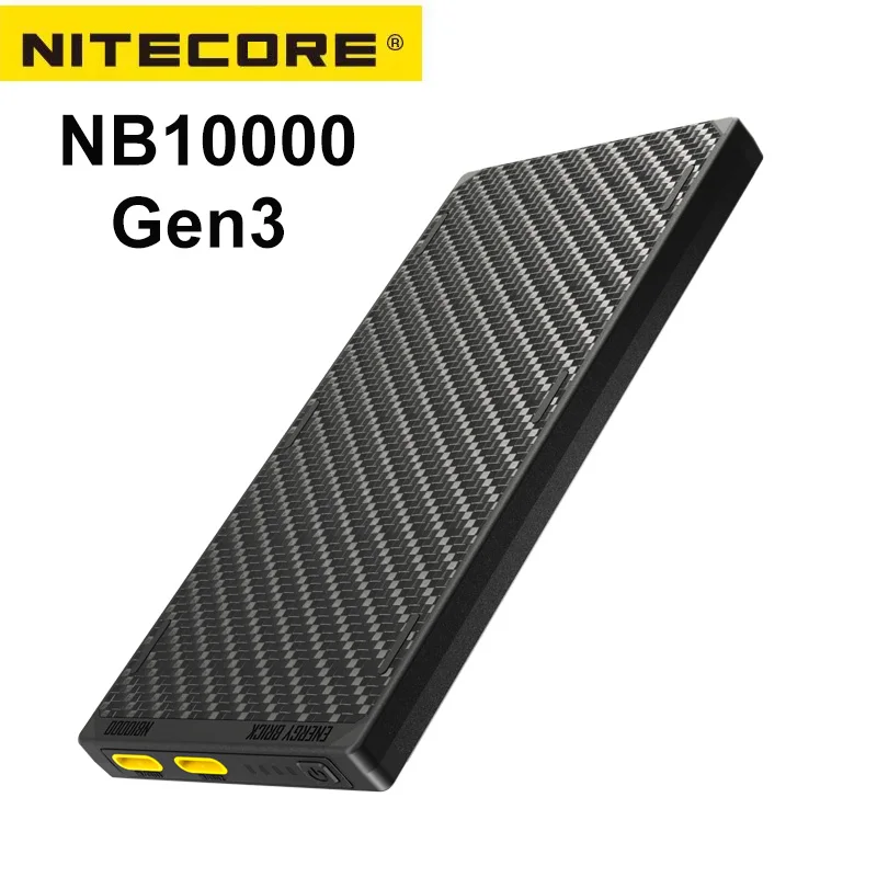 Nitecore nb10000 gen3 ultra leve fibra de carbono power bank 10000mah móvel powerbank duplo USB-C 18w 22.5w carga rápida