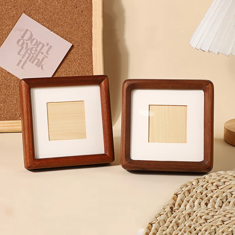 Mini Square Rounded Corner Solid Wood Photo Frame - Black Walnut Display Frame Wall Hanging Picture Frame Home Decor
