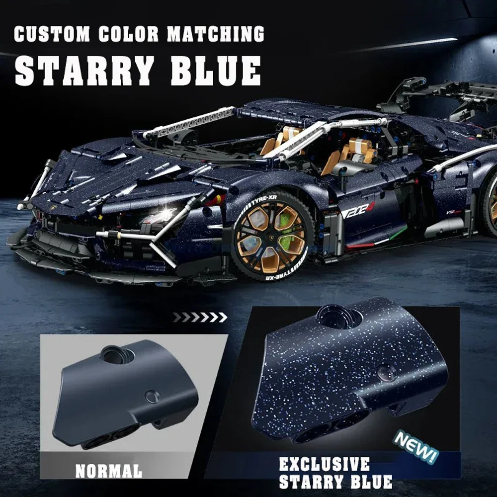 1:8 Scale Model Sports Car Building Blocks Lamb AVENTTAOR High Tech Technical Bricks Car Desktop Assembly Kids Toy For Gift