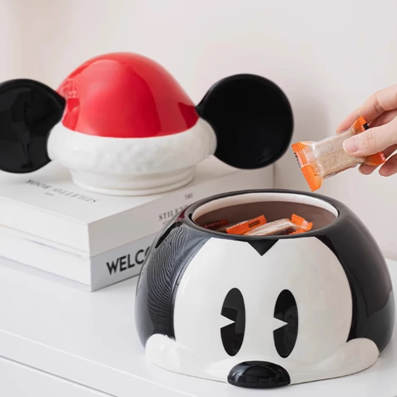

Cartoon Christmas Mickey Anime Figure Ceramic Jar Home Decoration Kitchen Storage Candy Container Toy Collectible Birthday Gift