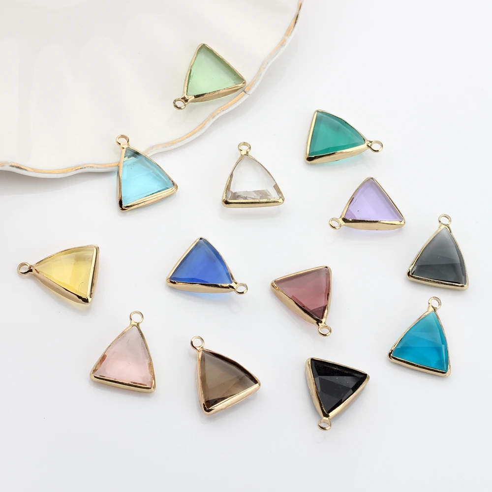 Crystal Transparent Triangle Charms Beads 18*16MM 6pcs/lot For Glass Living Memory Locket DIY Accessories