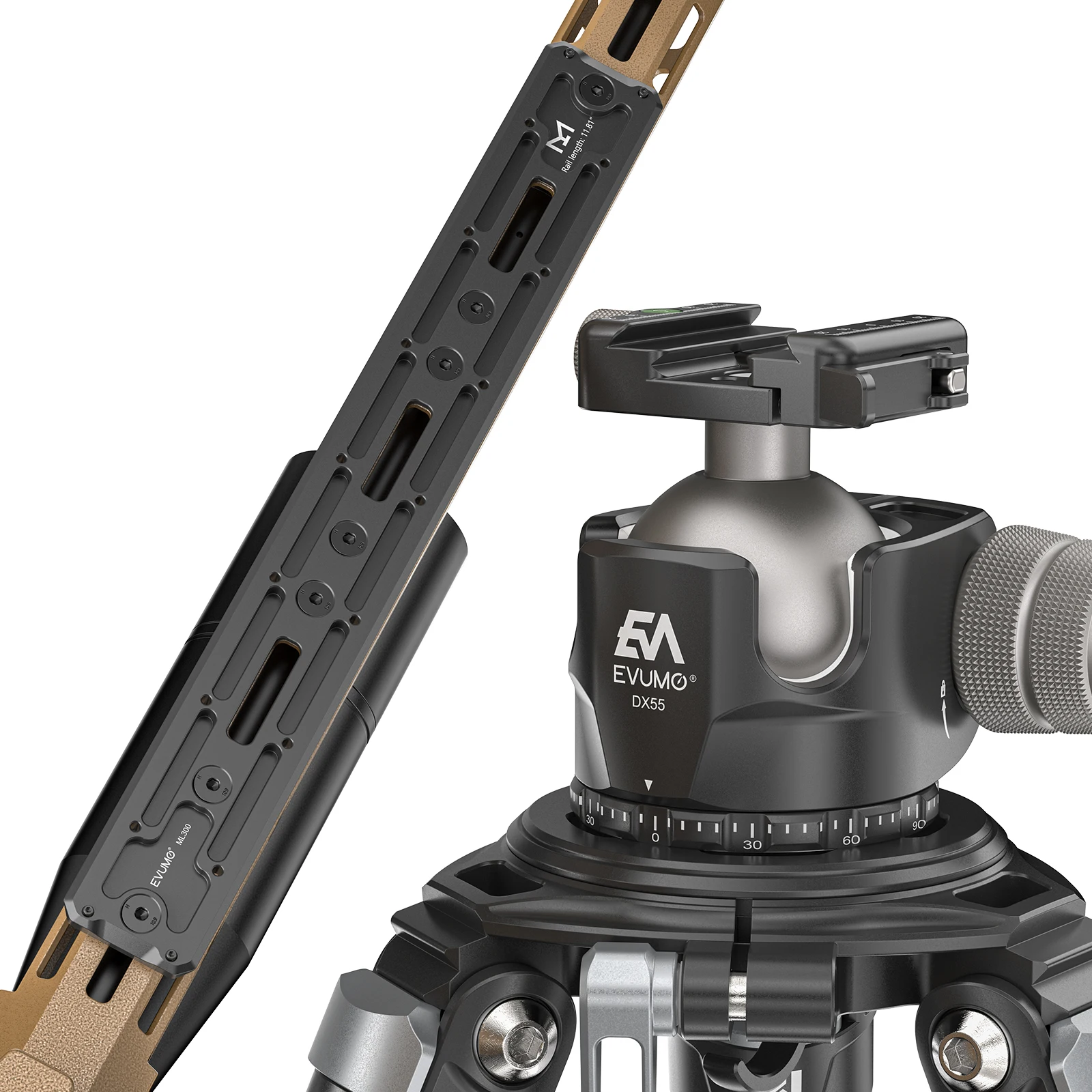 Adapter do statywu EVUMO ML240/300mm Mlok Arca Rail Arca Swiss z szybkozłączką, przedłużony uchwyt do statywu, adapter do bipodu do polowań — zdjęcie produktu 5