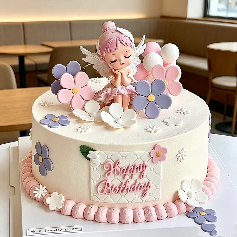 Ballet Girl and Angel Cake Topper Princess Style Serves As Delicate Decor for Cakes At Birthday Parties and Baby Shower Events