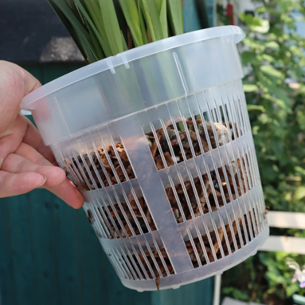 

Прозрачные цветочные горшки для орхидей, 8 шт., со сливными лотками для здоровья корней и циркуляции воздуха, пластиковые горшки для репок для орхидей