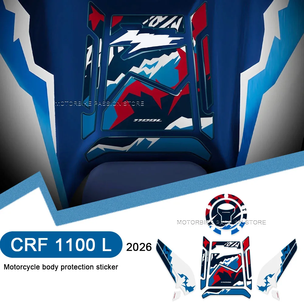 3D Motorcycle Tank Pad Sticker Motocross Side fuel tank Anti-Slip Decal Protection Accessories for Africa Twin CRF 1100 L 2026