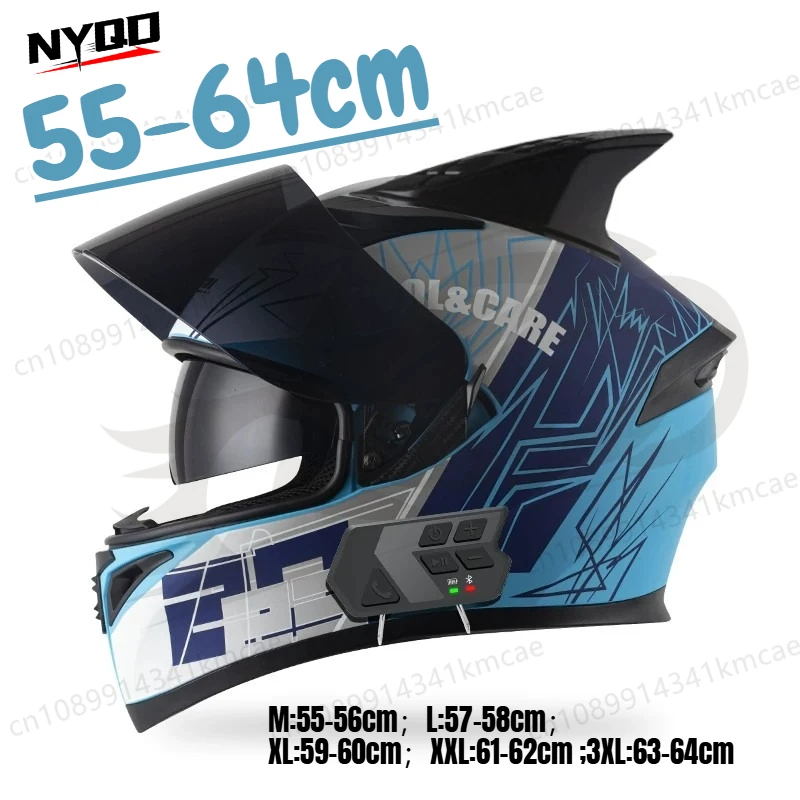 Full‑Face Motorcycle Helmet Dual Visor With Spoiler Men Women 4‑Season Universal Motorbike Safety Helmet Optional For Riding