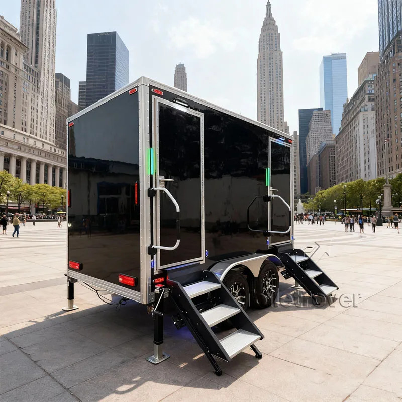 Remolque de baño temporal al aire libre a precio de fábrica, remolque de baño portátil de lujo con ducha