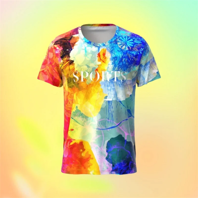 3D Printed Exquisite T-Shirt For Men Colorful Geometry Pattern Tees Summer Casual Round Neck Short Sleeve Tops Street Tee Shirts