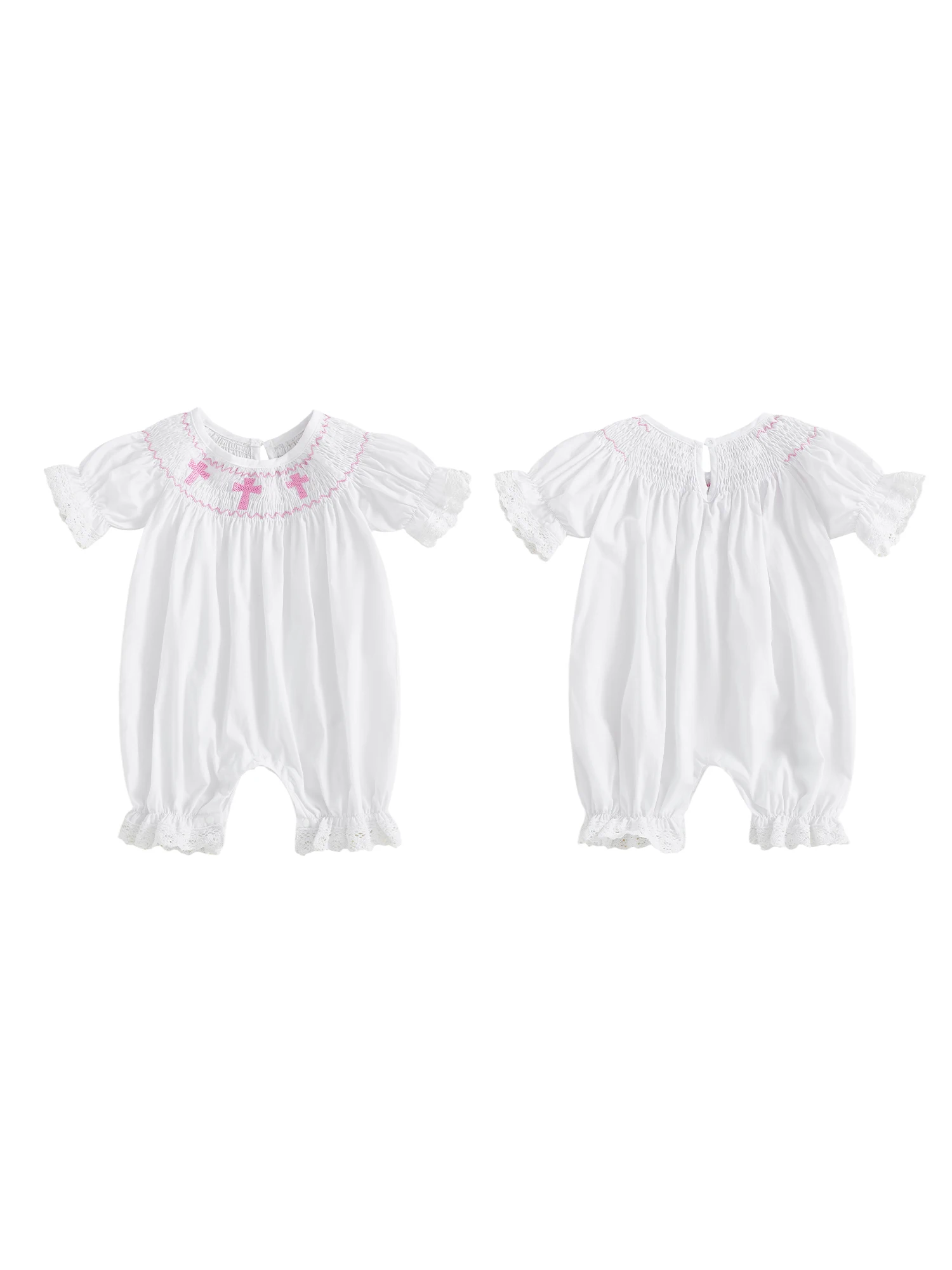 

Adorable Baby Boys Christmas Rompers with Festive Reindeer Embroidery and Plaid Trim Short Sleeve Jumpsuit Holiday Outfit