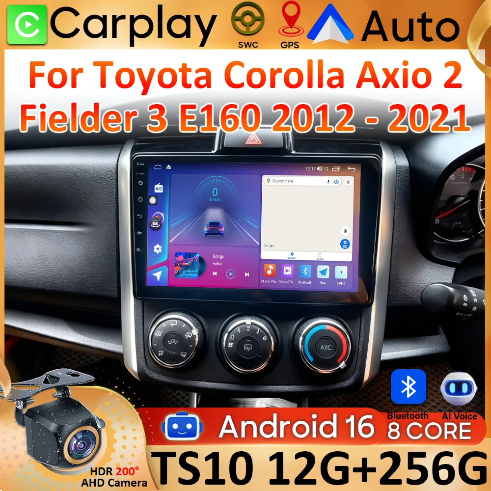 Video For Toyota Corolla Axio 2 Fielder 3 E160 2012 - 2021 Android 16 GPS Navigation Carplay Car Radio Car Monitor Display DVD