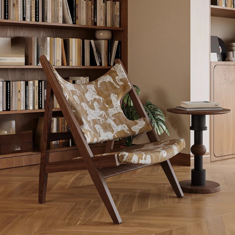 

Embroidered solid wood lounge sofa chair, living room, bedroom, hotel B&B, leisure area, knitted single chair