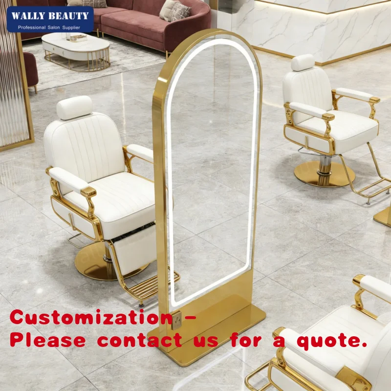 

Зеркало для салона красоты Customized.Luxury Gold Double Sided с LED-подсветкой, большое, двустороннее, для парикмахерских, мебель для салонов красоты