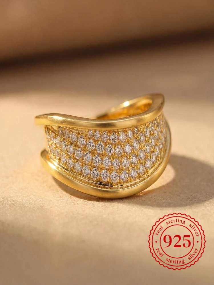 

925 Sterling Silver Vintage Designed Round Zircon Ring For Women Anniversary Party Fashion Luxury High Quality Fine Jewelry