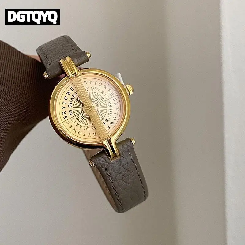2026 Valentine's Day Gift New Women's Watch Japanese Quartz Movement Gold Plated Luxury Retro Watch Leather Watch Strap