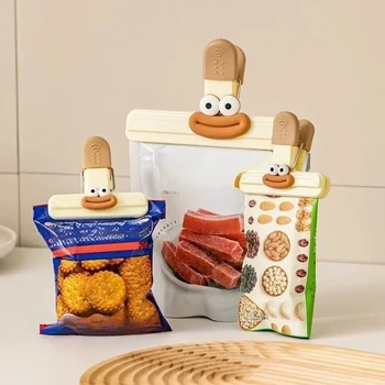 3pcs Creative Face Bag Sealing Clip Food Snack Clip Kitchen Tools Decorative Small Clip…