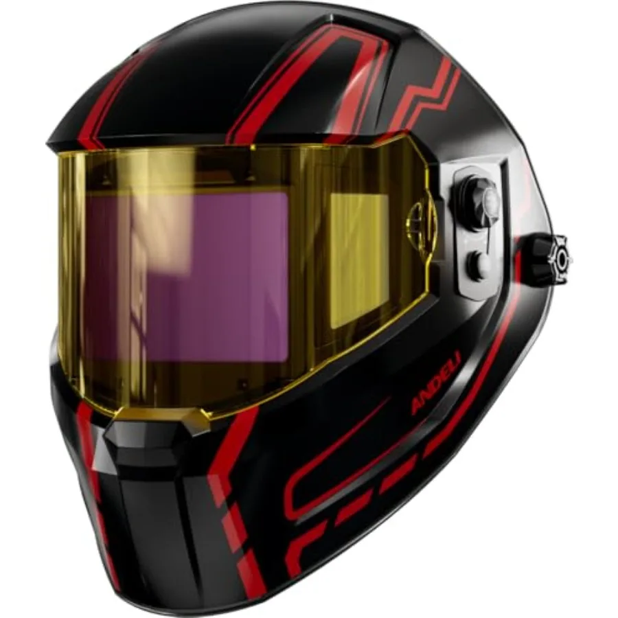 

Auto Darkening Welding Helmet-Full Digital Filter with Internal Display, 7.2"x3.2" Extra Wide Panoramic View, Type-C Fast Charging True Color Wide Shade 4/5-9/9-13 for Weld Cut Grind