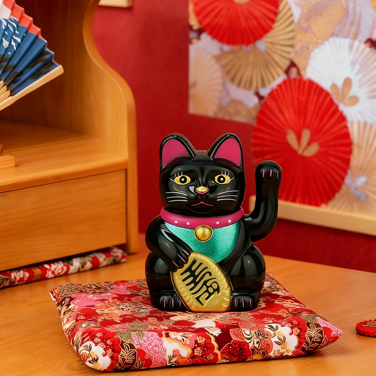 Figura Decorativa de Gato de la Suerte con Brazo Saludando, Adorno para Hogar o Auto, Regalo para Caja Registradora o Inauguración de Tienda