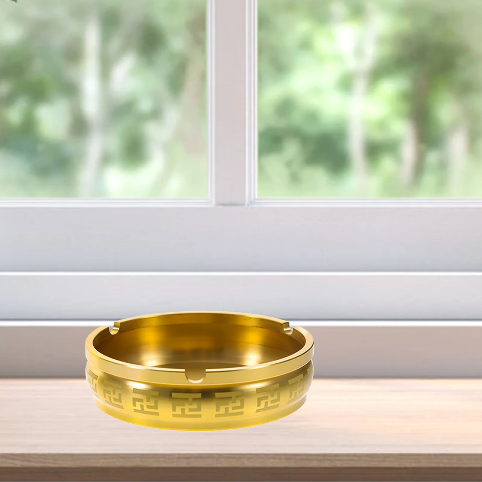 1 قطعة منفضة سجائر النحاس حامل معدني مستدير صغير الحجم قوي مكتب مكتب ديكور المنزل خمر PatternSmoke صينية #2