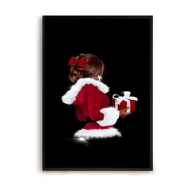 ملصق ديكور جداري أنيق لغرفة النوم وغرفة المعيشة، فن منزلي حديث، هدية للأطفال، إكسسوارات فتاة عيد الميلاد