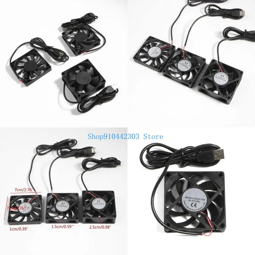 

L4MD 6cm 70mm Fan 7025 7015 7010 DC5V USB Plug Quiet Router Box Cooling Fan