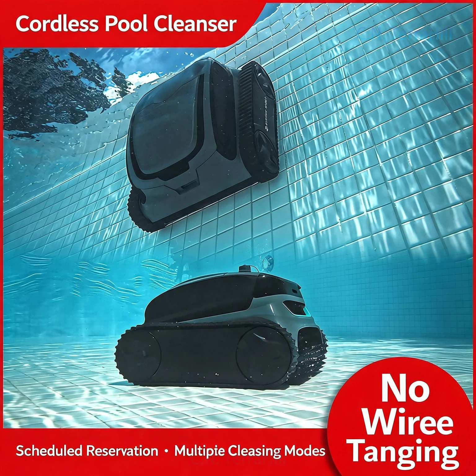 Automatic Pool Vacuum Cleaner Cordless Robotic Pool Cleaner with Wall Climbing, Rechargeable Underwater Pool Vacuum for Above