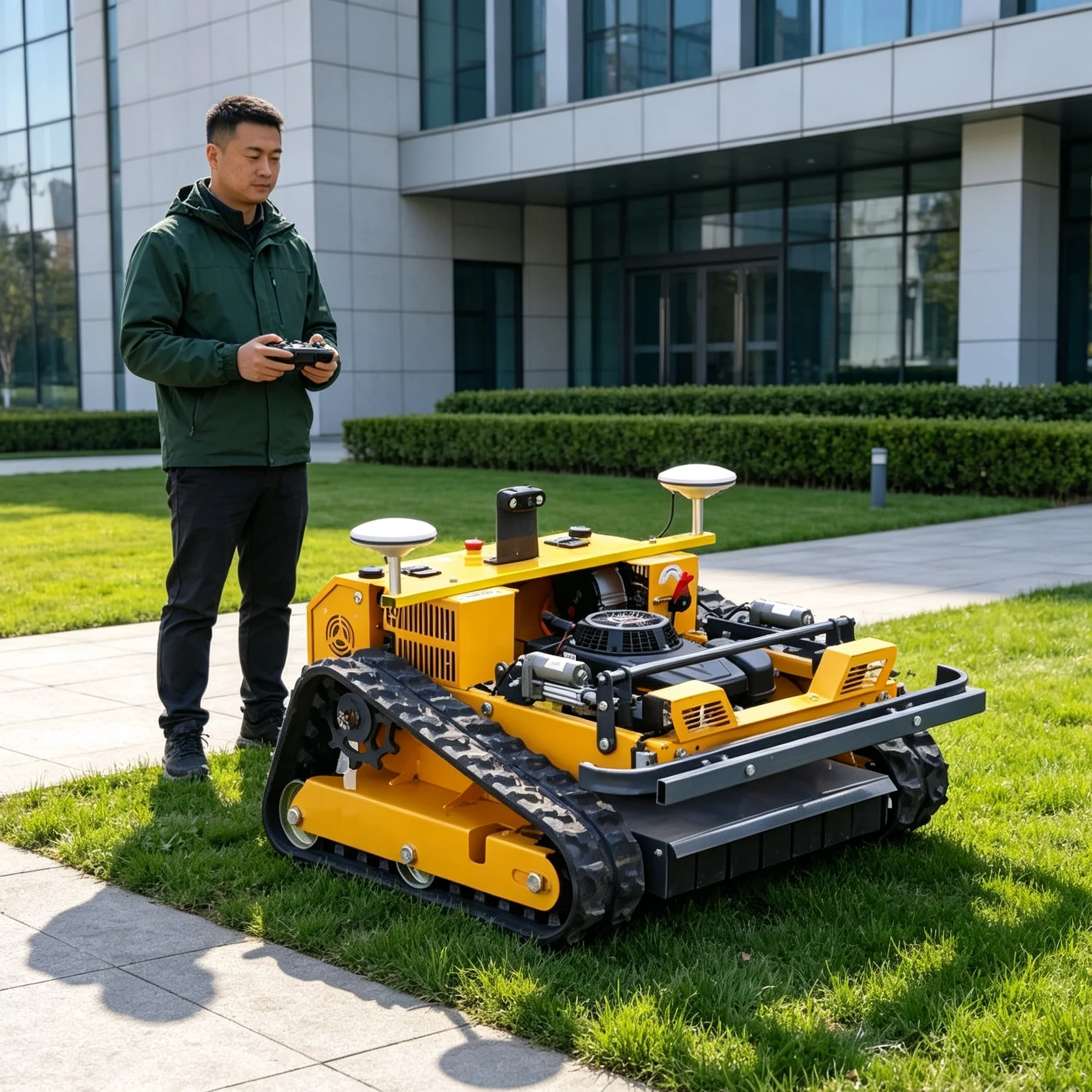 Customized Vineyard Hillside 550GPS Tracked Lawn Mower, Wireless Remote Control & GPS Route Planning For Slope Grass Trimming