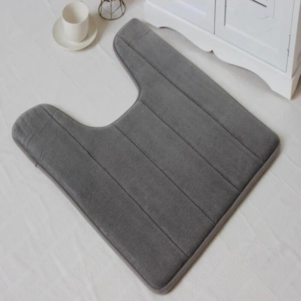 40*60cm U Shaped Non-Slip Bathroom Pad Rug Home Coral Fleece Washable Bath Pedestal Toilet Mat Water Absorbing Bathroom Supplies