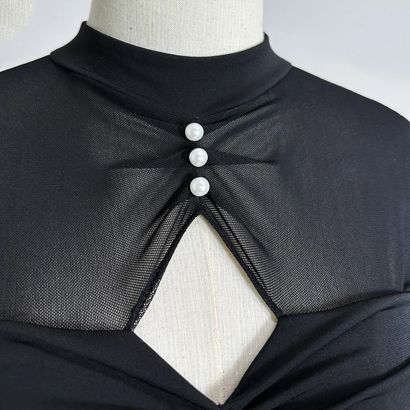 2025 neue Ballroom Dance Top Frauen Moderne Tanzen Kostüm Schwarz Mesh Body Erwachsene Walzer Ballroom Dance Training Kleidung AMY 2623