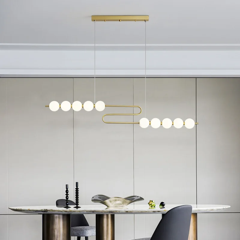 Modern Minimalista Magic Bean Molecular LED Chandelier, Circular Pearl Art Pendant Lamp, Home Decor Iluminação, Restaurante, Quarto, Bar