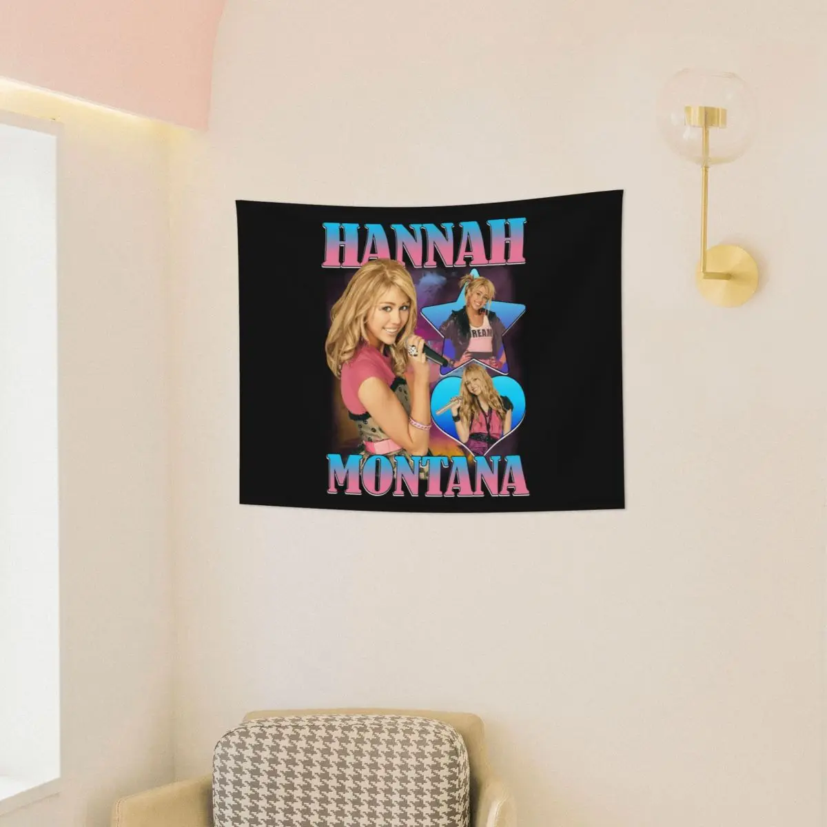 Hannah Montana Tapestry Hippie Polyester Wall Hanging Wall Decor Curtain Psychedelic Wall Carpet